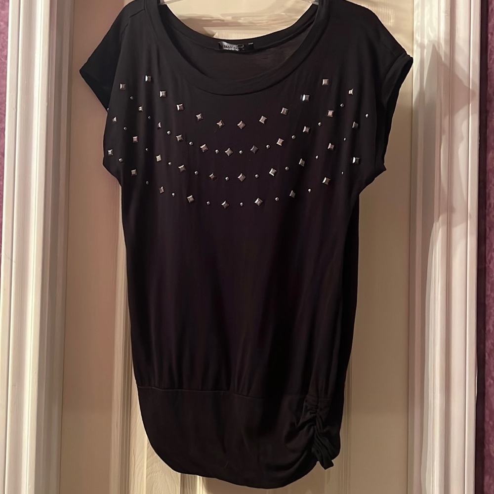 Black silver decorated shirt by Level Eight